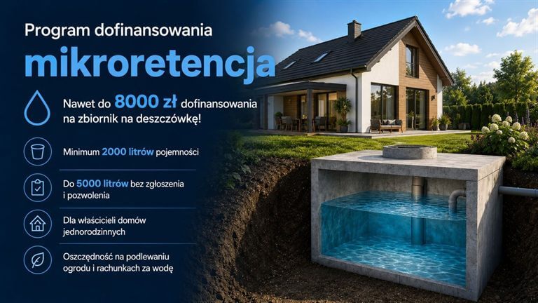 Program Mikroretencja - dotacja do 8000 zl na zbiornik do wody deszczowej
